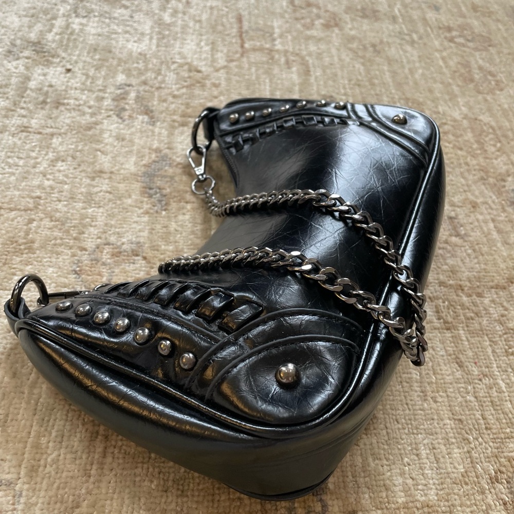 Elegant Black Studded Shoulder Bag - Picture 4 of 11